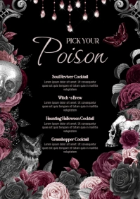 Black Grunge Halloween Menu A4 template