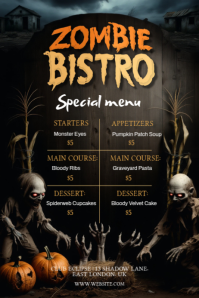 Black Grunge Halloween Menu Template Poster Plakat
