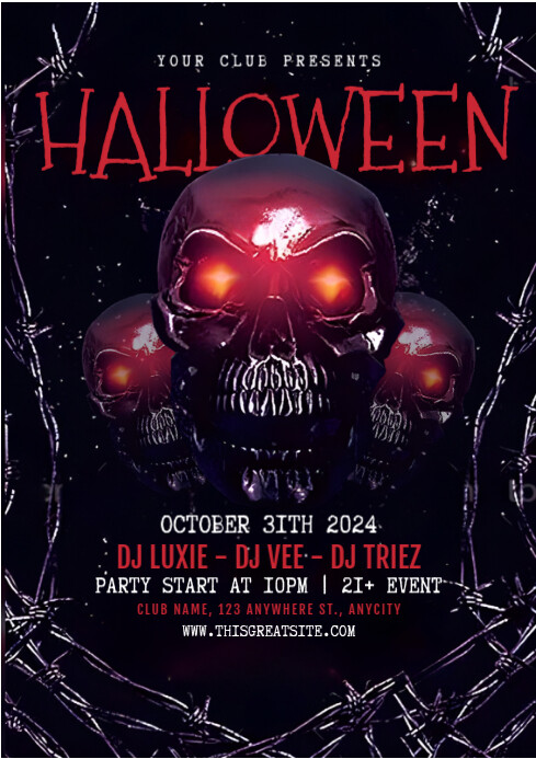 Plantilla de Negro Halloween Party A4 | PosterMyWall
