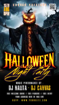 Black Halloween Night Party Instagram Story Template