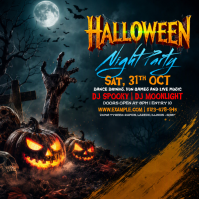 Black Halloween Night Party Instagram-opslag Template