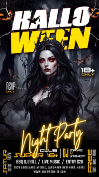 Czarny Halloween Night Party Instagram-verhaal Template