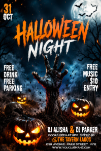 Preto Halloween Night Party Poster Template