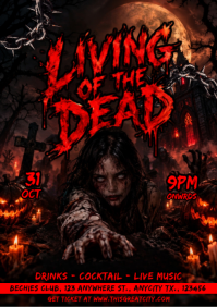 Black Halloween Party A4 Template