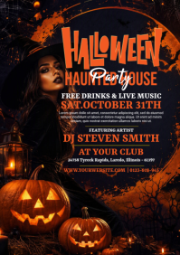 Black Halloween Party A5 Template