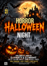 Black Halloween Party A5 Template