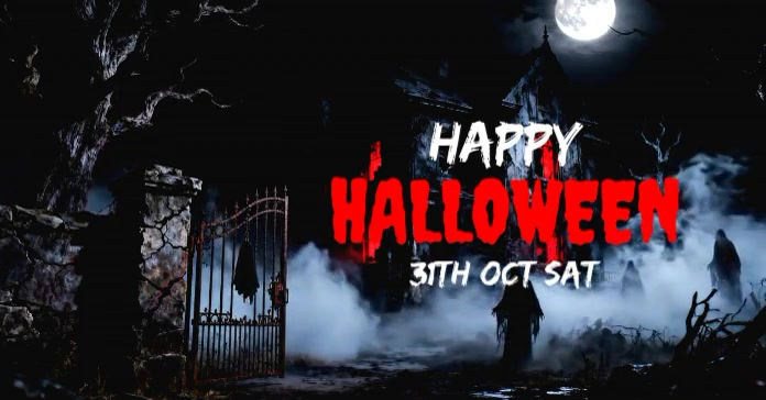 Black Grunge Halloween Party Facebook Shared Image Video Template ...