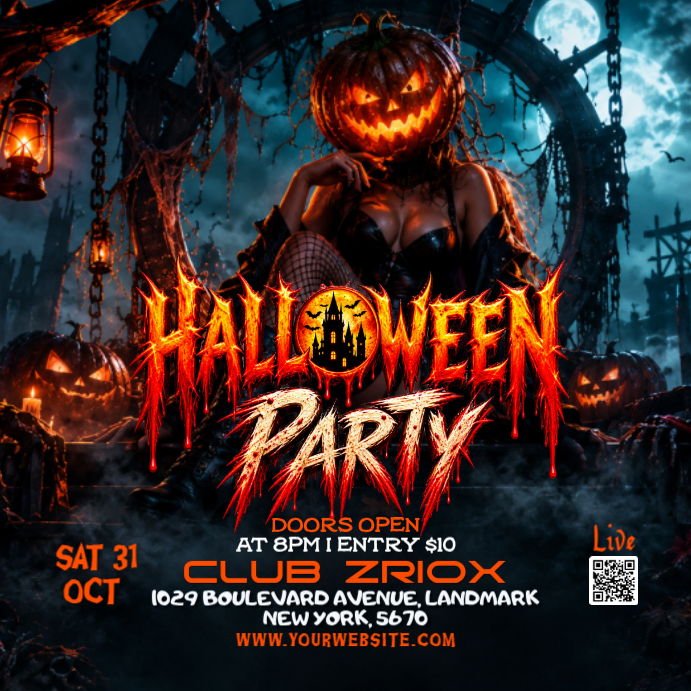 Black Grunge Halloween Party Instagram Post Template | PosterMyWall