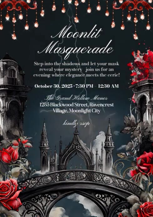 Black Grunge Halloween Party Invitation A4 Template | PosterMyWall