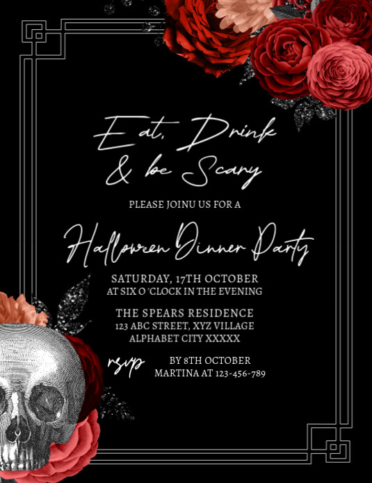 Black Grunge Halloween Party Invitation Flyer (us Letter) Template ...