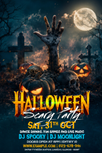 สีดำ Halloween Party Plakkaat Template