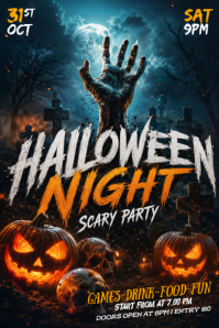 Preto Halloween Party Poster Template