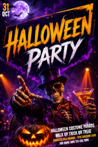 Black Halloween Party Poster Template