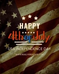 Black Grunge Happy 4th Of July  Instagram Portrait template