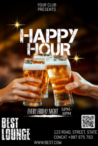 Negro Happy Hour Event Pinterest na Graphic Template