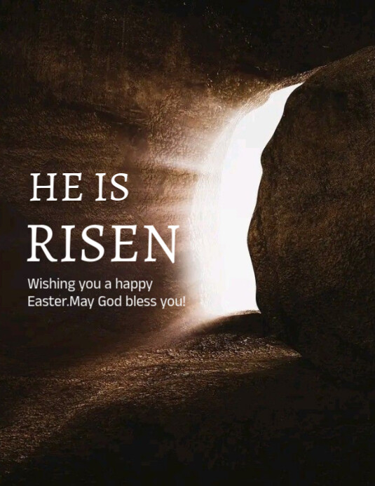 Black grunge he is risen flyer (us letter) Template | PosterMyWall