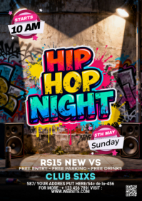 Black Grunge Hip Hop Night Event A2 template