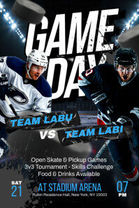 Black Grunge Hockey Poster Affiche template