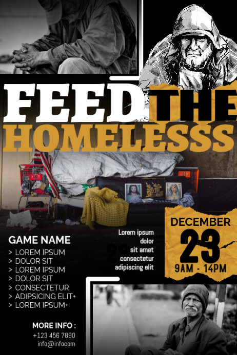 Homeless Support Poster Black Grunge Homeless Poster Template | PosterMyWall