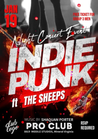 Black Grunge Indie Punk Concert A4 Video template
