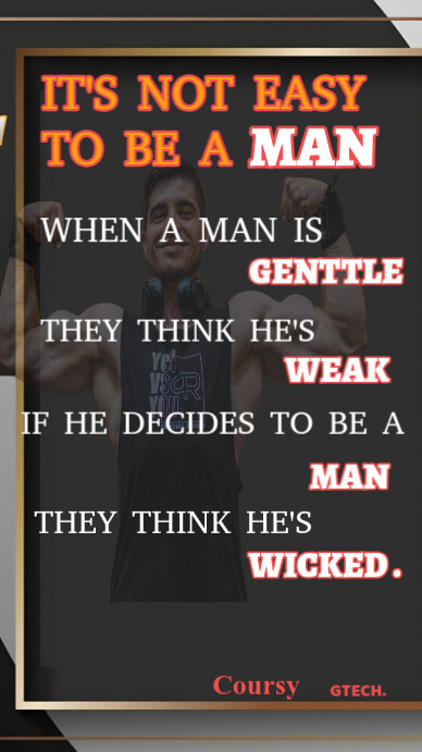 Black Grunge It's Not Easy To Be A Man Instagram Story template