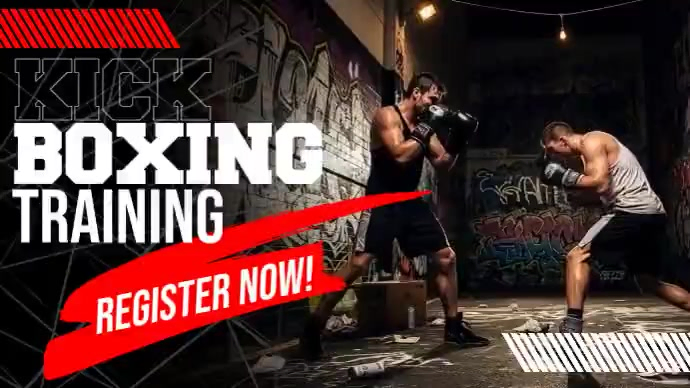 Black Grunge Kickboxing Training Digital Display Video Template ...