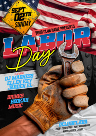 Black Grunge Labor Day A5 template