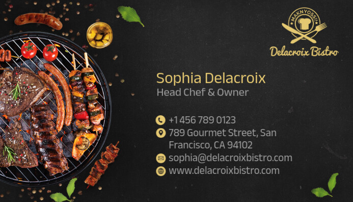 Black Grunge Modern Chef Name Card Business Card template