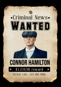 Black Grunge Most Wanted Poster A2 template