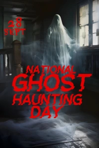 Black Grunge National Ghost Hunting Day  Post Póster template