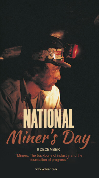 Black Grunge National Miner's Day  Instagram Story template