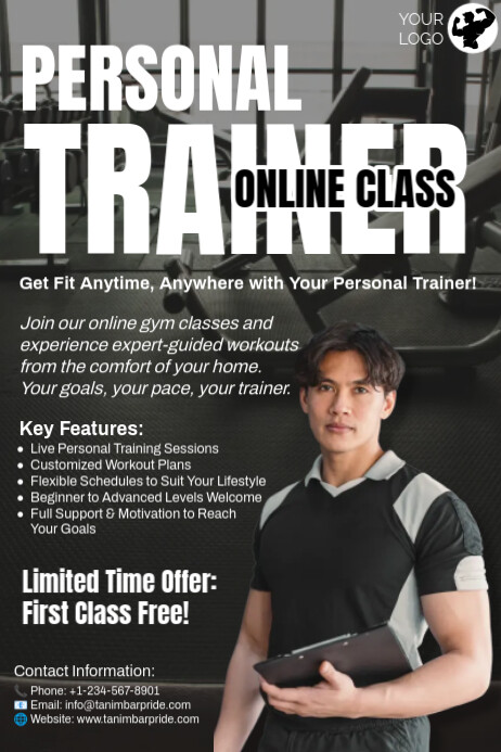 Black Grunge Personal Training Online 2025 Poster Template | PosterMyWall