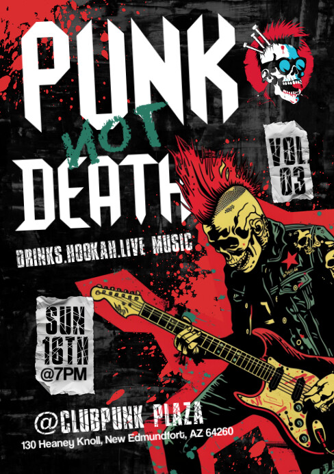 Black Grunge Punk A5 Template | PosterMyWall