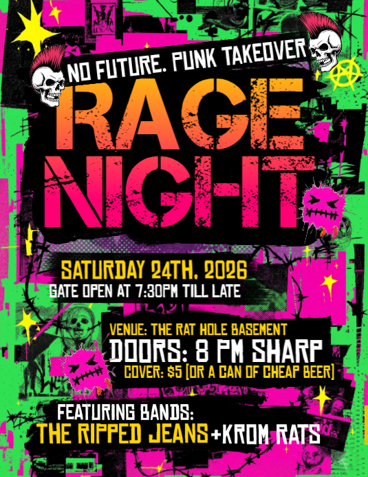 Black Grunge Punk Rock Concert Flyer Templat | PosterMyWall