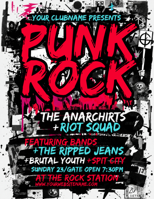 Black Grunge Punk Rock Concert Flyer Templat | PosterMyWall