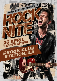 Black Grunge Rock Concert A5 template