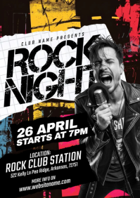 Black Grunge Rock Concert A5 template