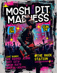 Black Grunge Rock Concert Flyer Pamflet (VSA Brief) template