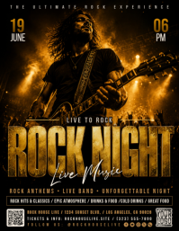 Black Grunge Rock Concert Flyer Løbeseddel (US Letter) template