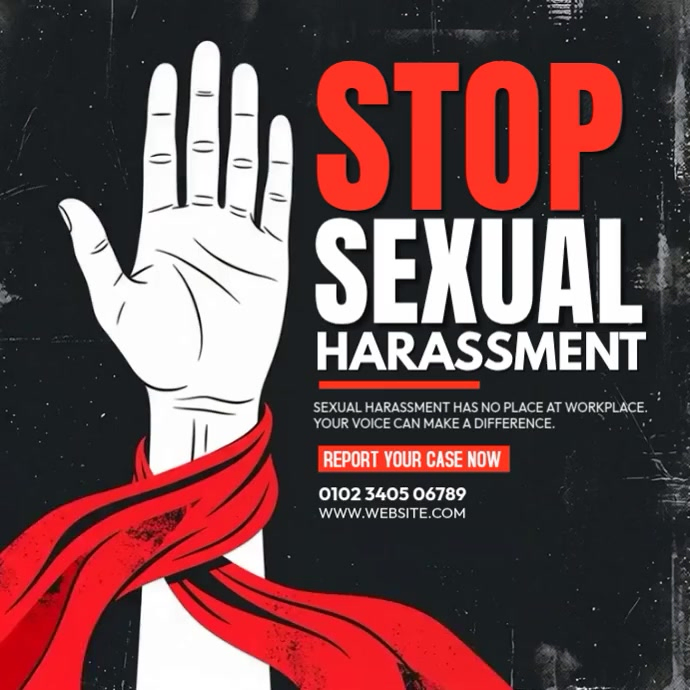 Black Grunge Sexual Harassment Awareness Poster Instagram Post Video ...