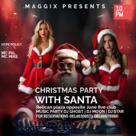 Black Grunge Sexy Santa Christmas Night Club Party Dj Event Template Instagram Post  Instagram Post
