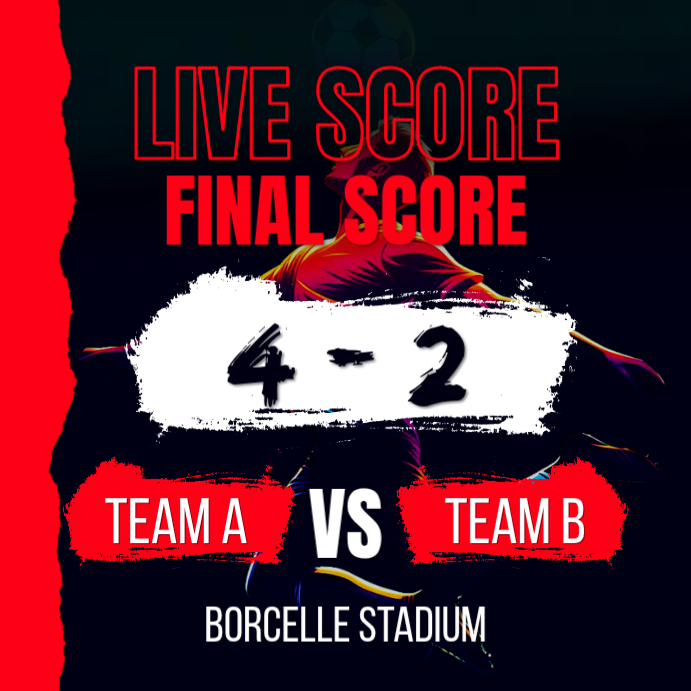 Black Grunge Sports Score Update Instagram Post Template | PosterMyWall