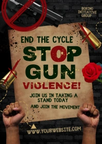 Black Grunge Stop Gum Violence  A4 template