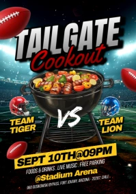 Black Grunge Tailgate Cookout A5 template