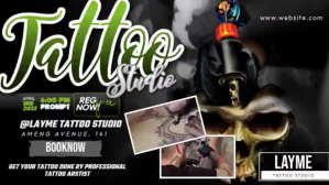 Noir Tattoo Studio Promotion Affichage numérique Template