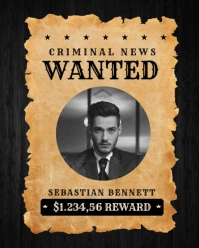 Black Grunge Wanted Criminal News  Instagram Portrait template