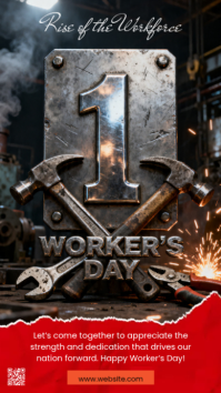 Black Grunge Worker's Day WhatsApp Status template