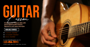 Black Guitar Lessons Facebook Shared Image template