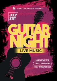 Black Guitar Night Flyer  A3 template