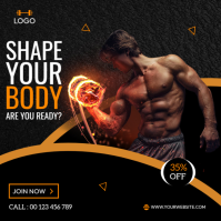Black  Gym Fitness Poster Square (1:1) template